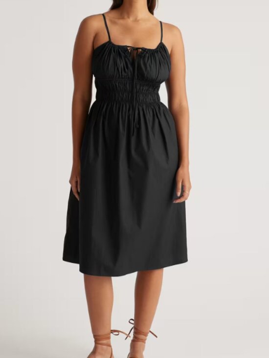 Quince Dresses & Skirts - Quince 100% Organic Cotton Keyhole Midi Dress Black M NWT